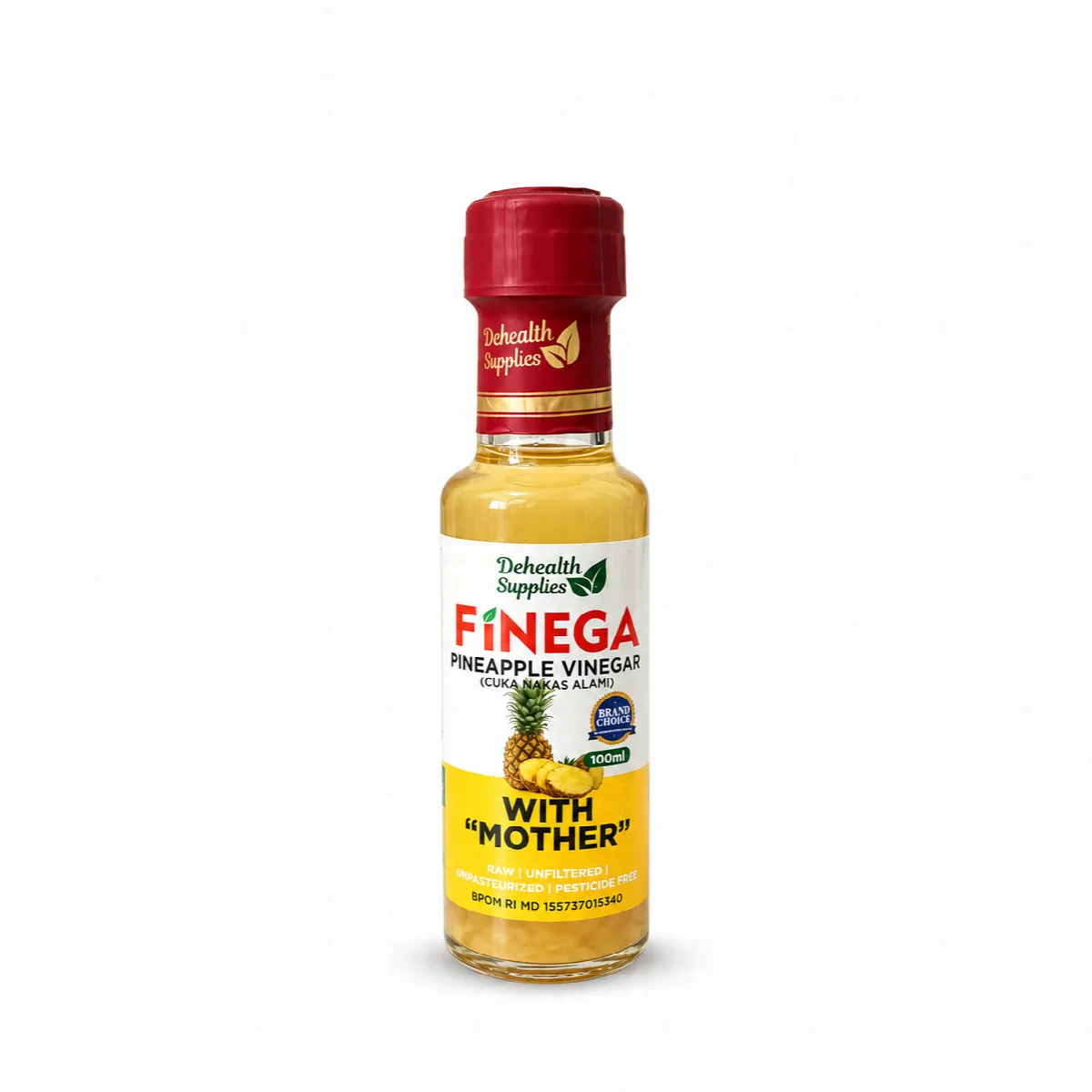 Finega Pineapple Vinegar ( Cuka Nanas Alami ) Botol Kaca - Dehealth Supplies