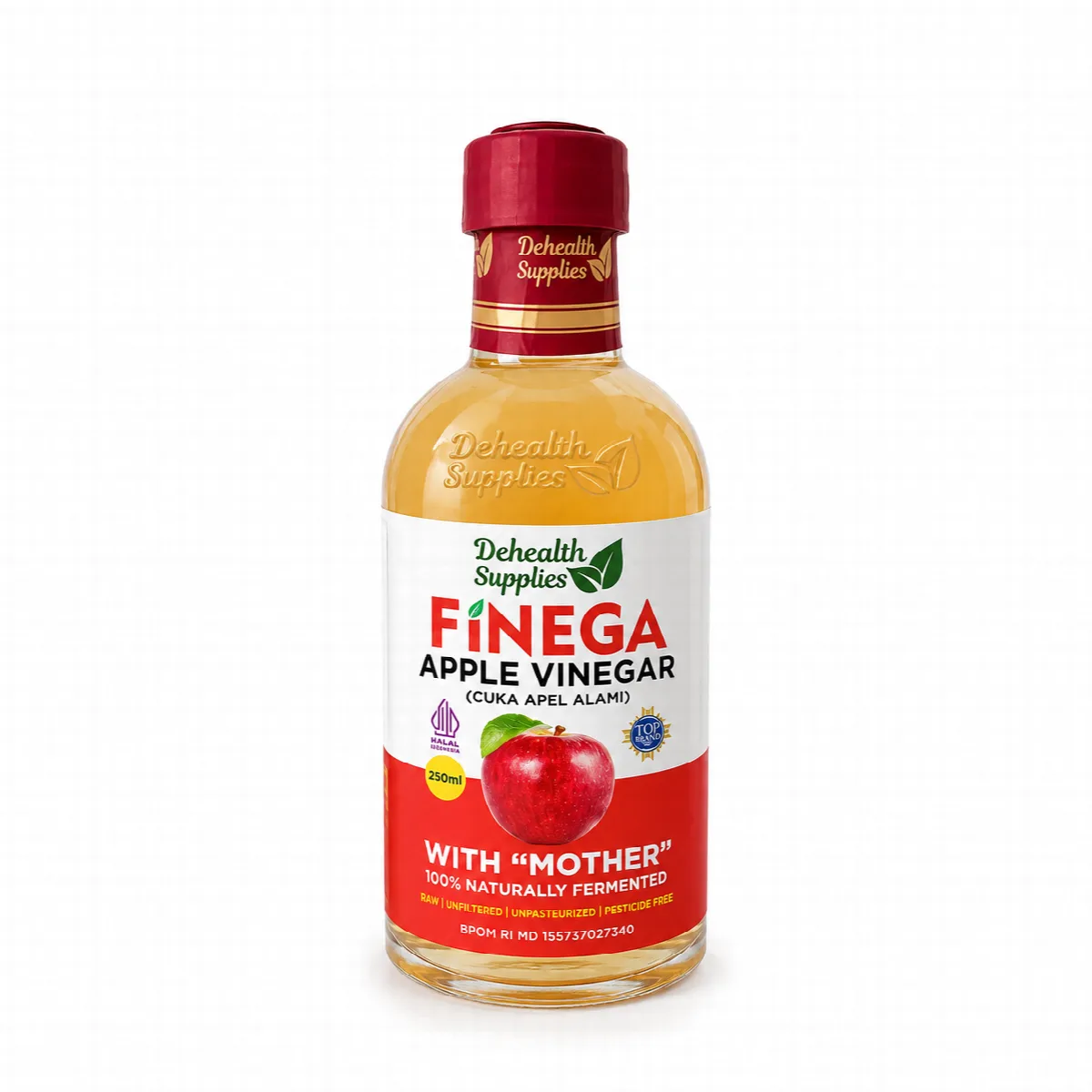 Finega Apple Vinegar ( Cuka Apel Alami ) Botol Kaca - Dehealth Supplies 