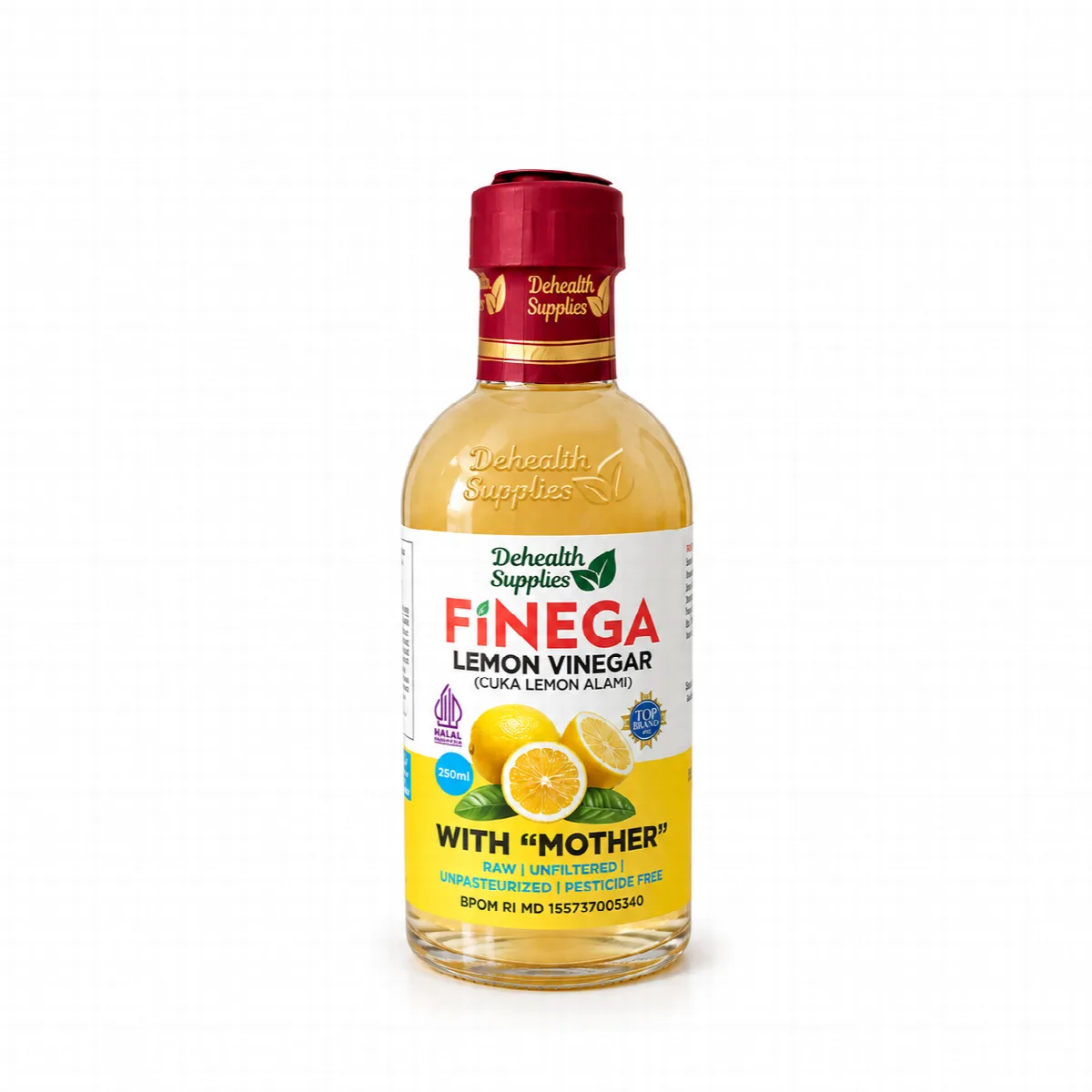 Finega Lemon Vinegar ( Cuka Lemon Alami ) Botol Kaca - Dehealth Supplies